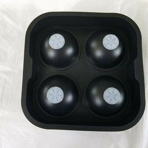 Sphere Round Ball Ice Cube Tray Four Holes Silicone Black